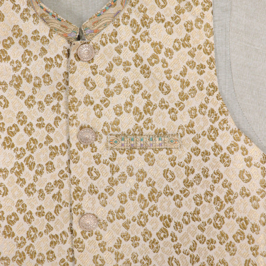 Light Beige Kurta Pajama with Waistcoat – Kids