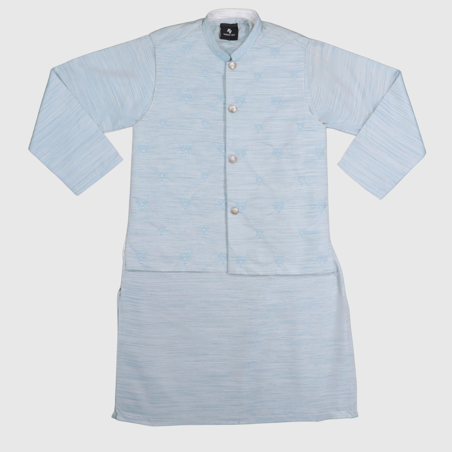 Sky Blue Kurta Pajama with Waistcoat – Kids