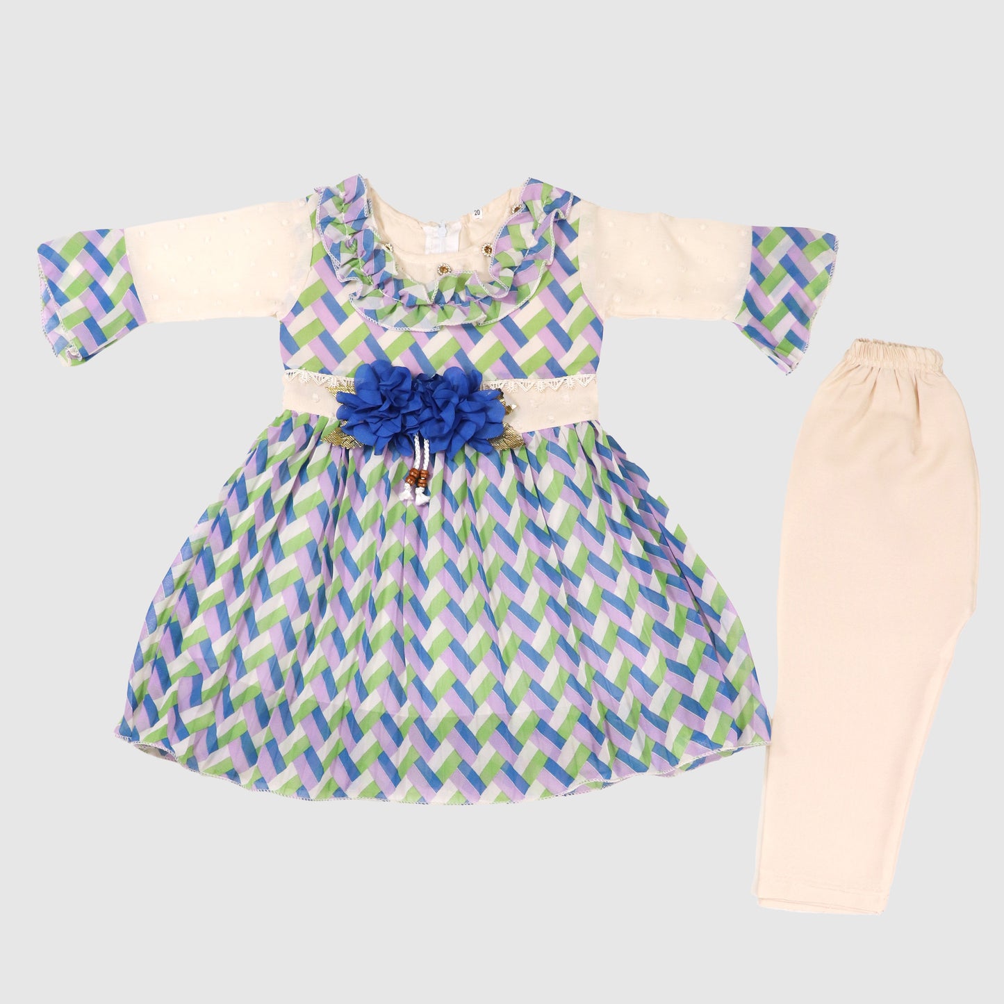 Print and Ruffle Party Dress