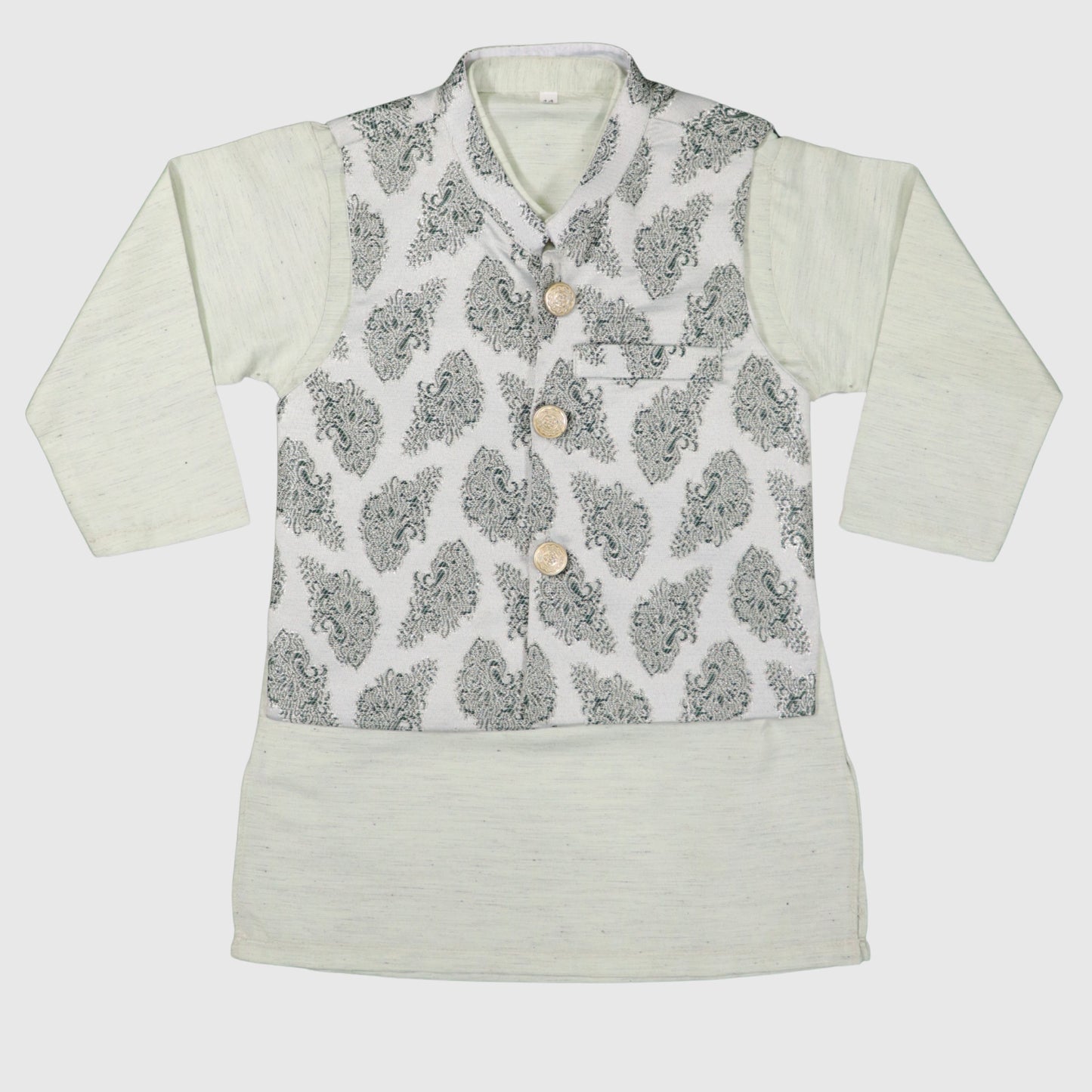 Pista Green Kurta Pajama with Waistcoat – Kids