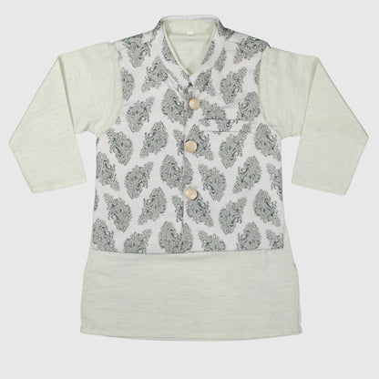 Pista Green Kurta Pajama with Waistcoat – Kids