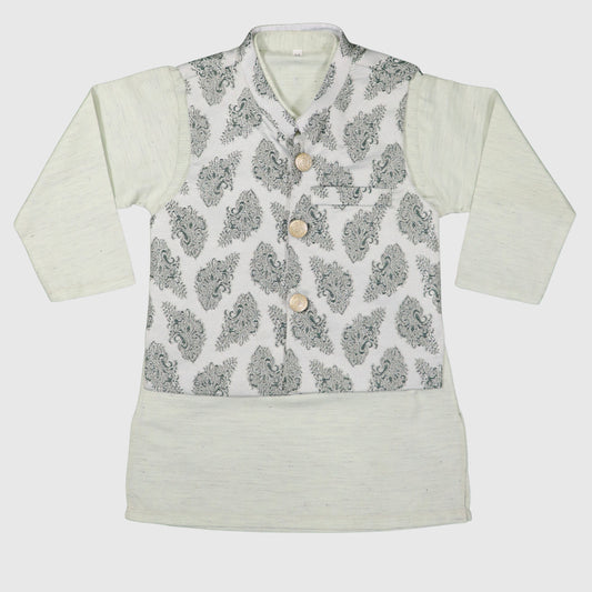 Pista Green Kurta Pajama with Waistcoat – Kids