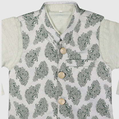 Pista Green Kurta Pajama with Waistcoat – Kids