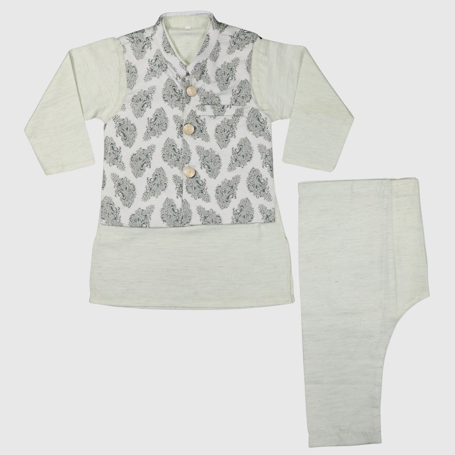 Pista Green Kurta Pajama with Waistcoat – Kids