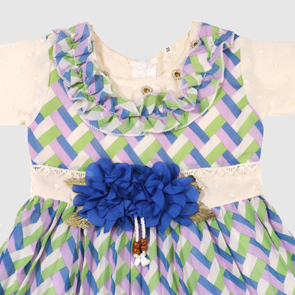 Print and Ruffle Party Dress
