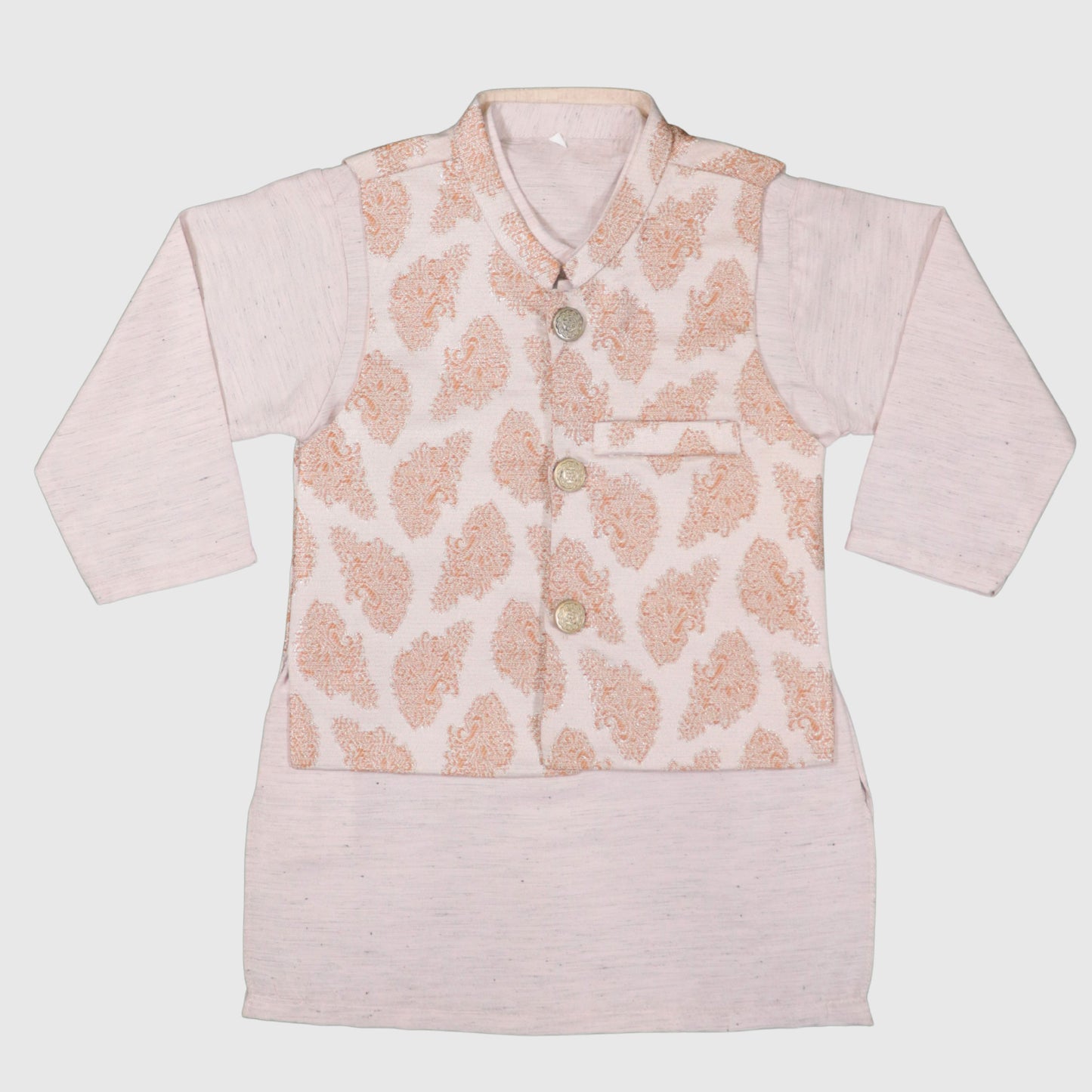 Peach Kurta Pajama with Waistcoat – Kids