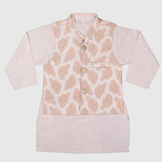 Peach Kurta Pajama with Waistcoat – Kids