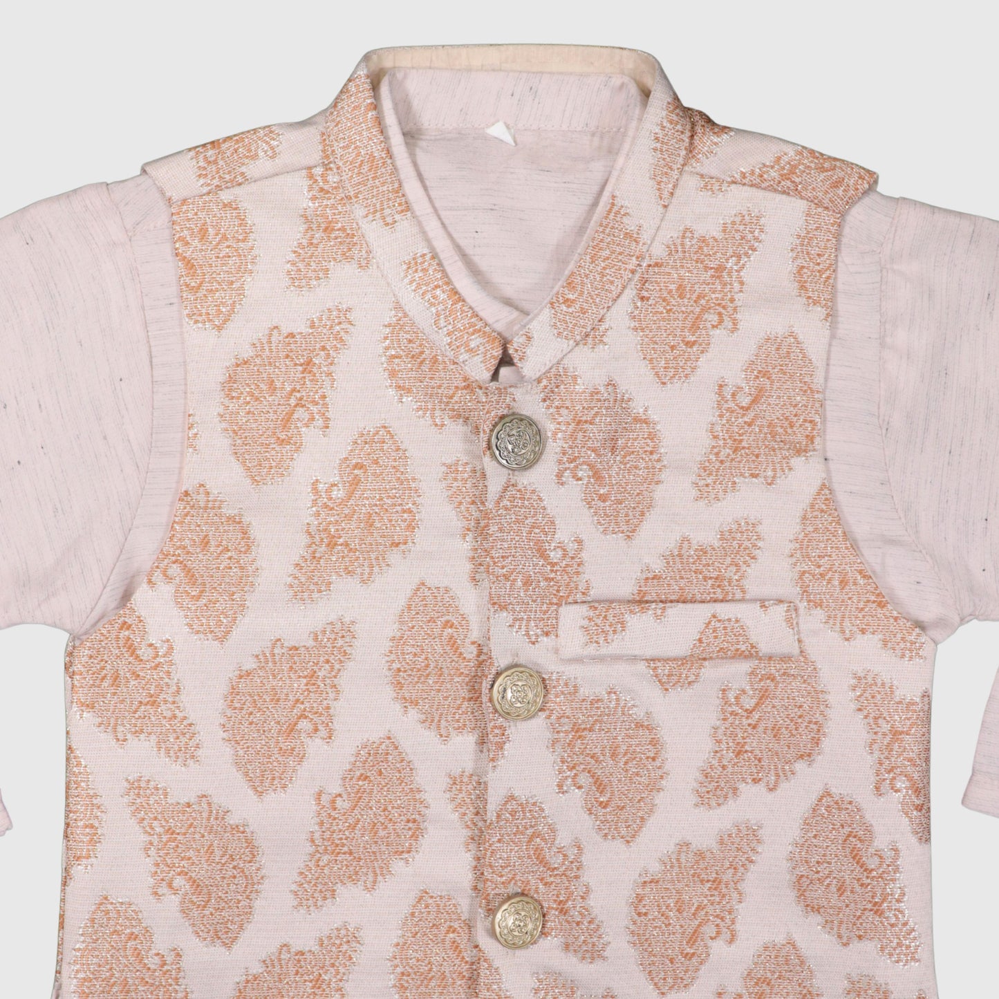 Peach Kurta Pajama with Waistcoat – Kids