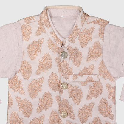 Peach Kurta Pajama with Waistcoat – Kids