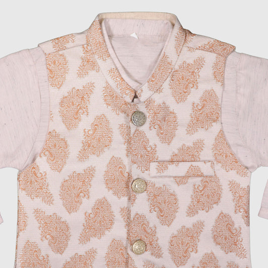 Peach Kurta Pajama with Waistcoat – Kids
