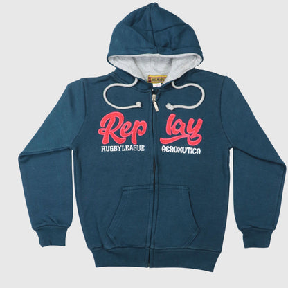 Teal & Light Grey Full-Zip Fleece Hoodie for Boys