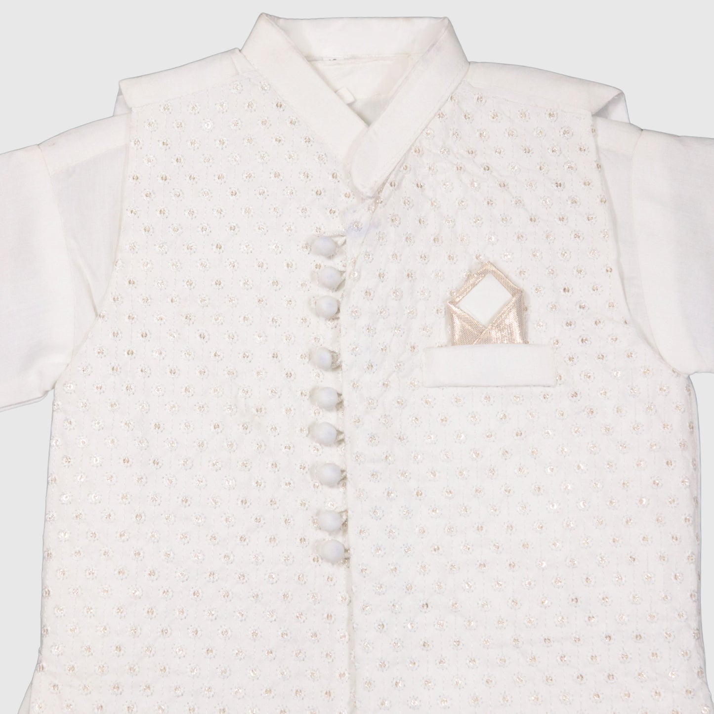 White Kurta Pajama with Waistcoat – Kids