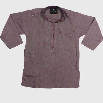 Dark Pinkish-Brown Kurta with Pajama – Kids