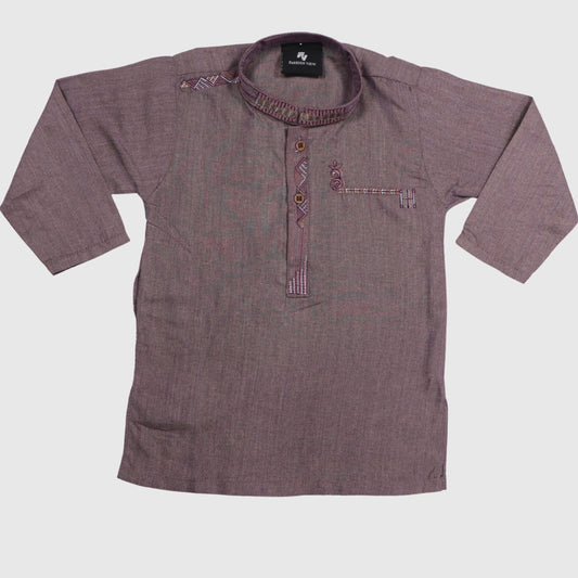 Dark Pinkish-Brown Kurta with Pajama – Kids