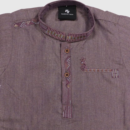 Dark Pinkish-Brown Kurta with Pajama – Kids