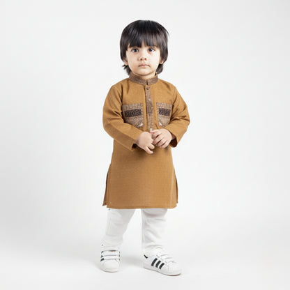 Yellow Brown Shalwar Kameez – Kids