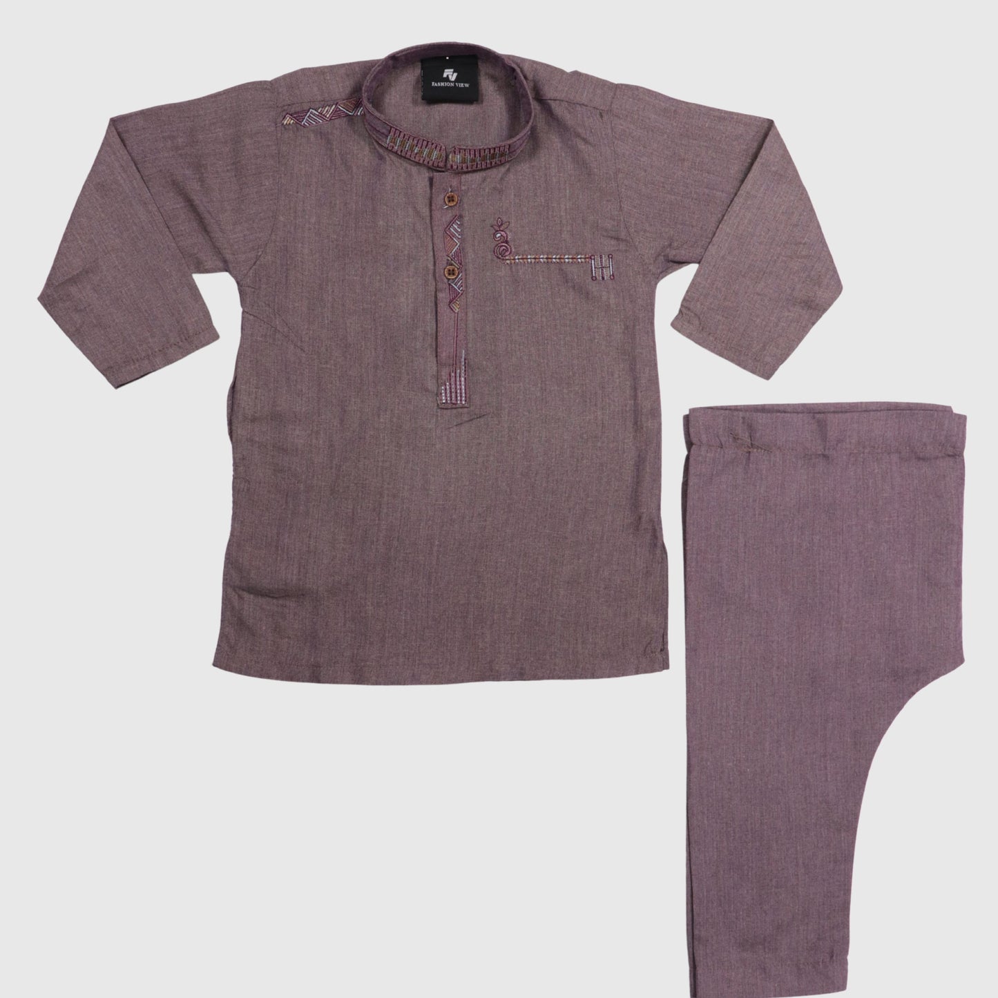 Dark Pinkish-Brown Kurta with Pajama – Kids