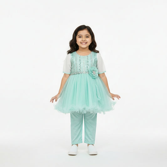 Sparkling Net Frock with Trouser