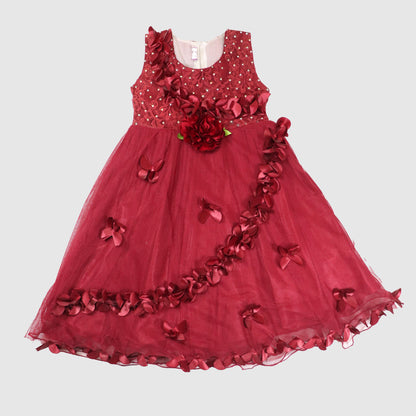 Velvet Flower Diamanté Dress with Trousers