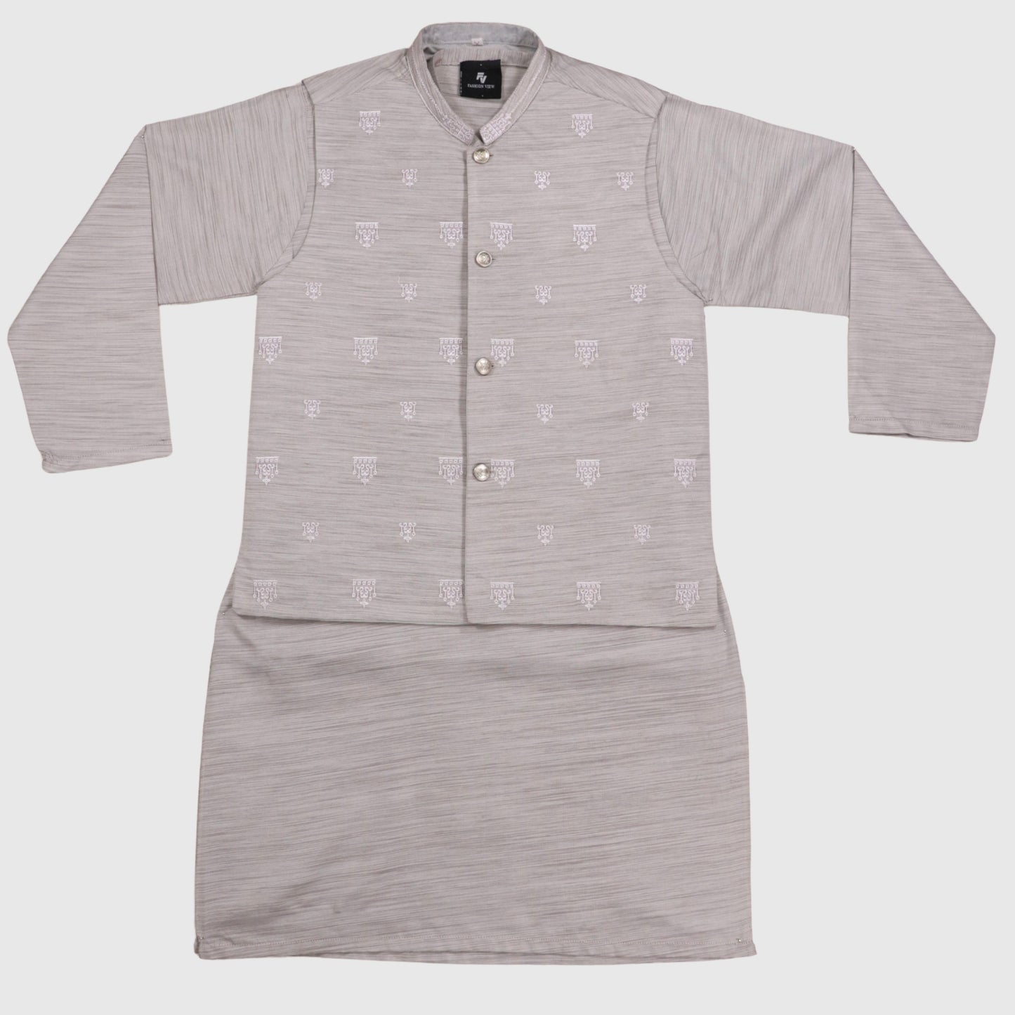 Grey Kurta Pajama with Waistcoat – Kids