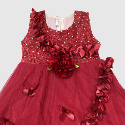 Velvet Flower Diamanté Dress with Trousers