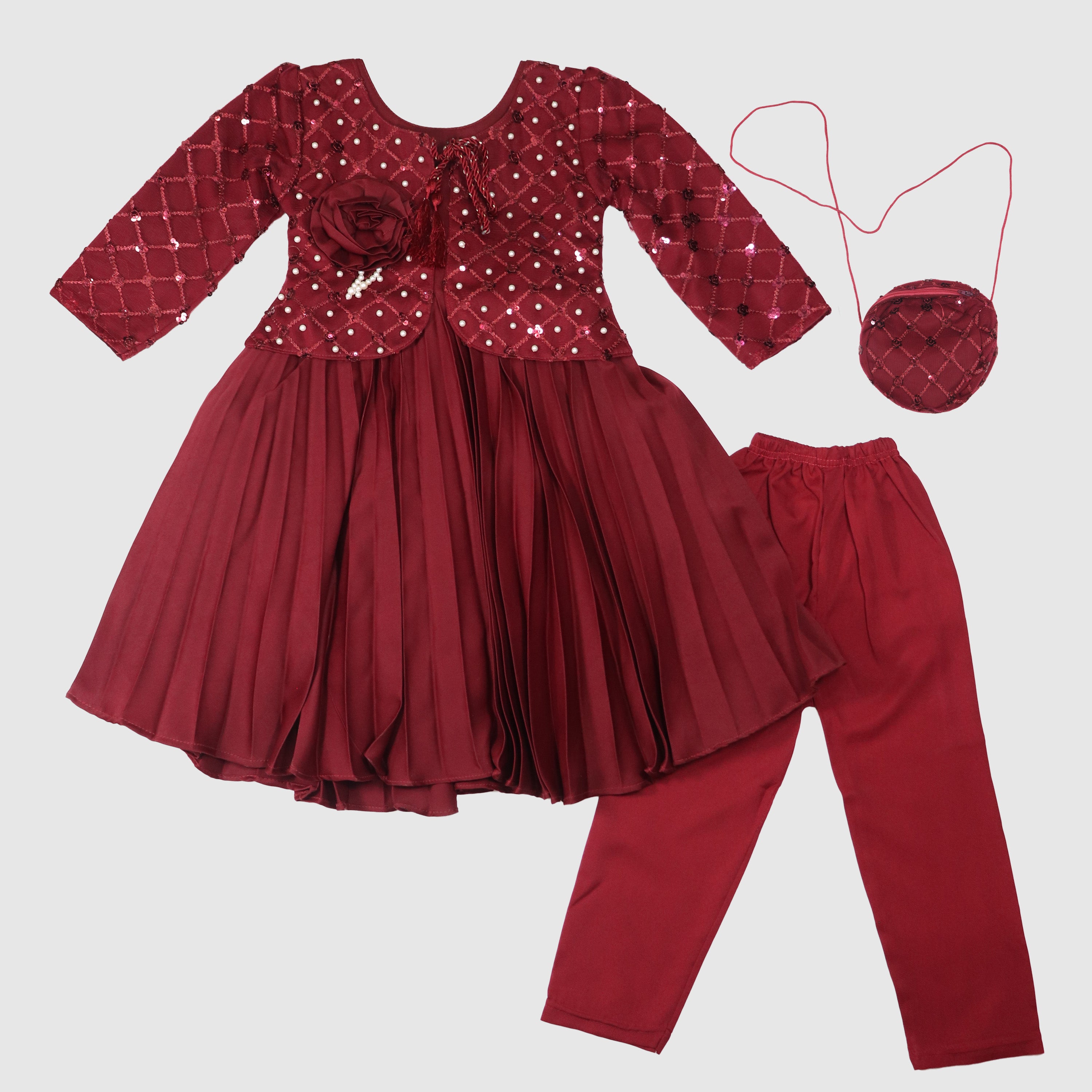 Floral Detail Party Frock for Girls