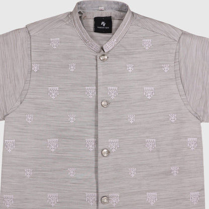 Grey Kurta Pajama with Waistcoat – Kids