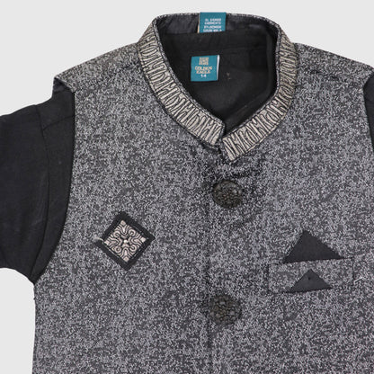 Black Kurta Pajama with Waistcoat – Kids