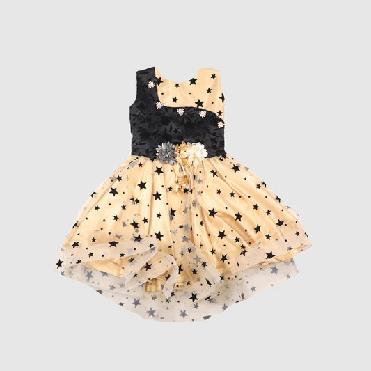 Girls Golden & Black Star Party Frock
