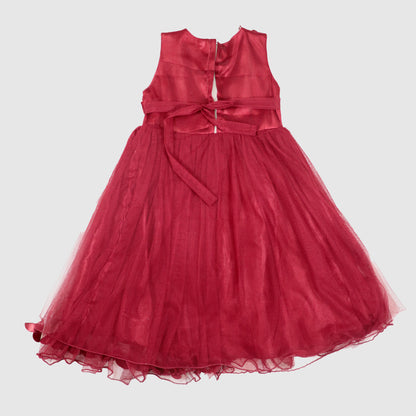 Velvet Flower Diamanté Dress with Trousers