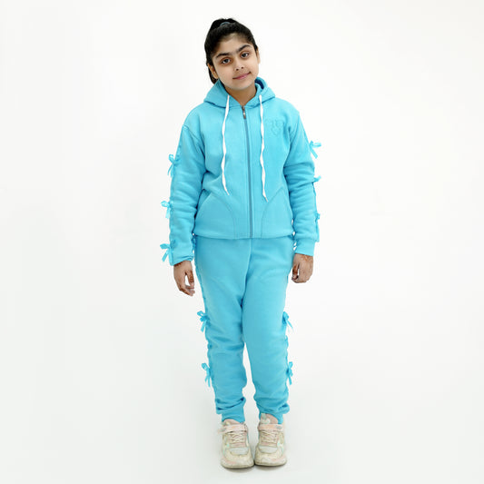 Sky Blue Fleece Tracksuit for Girls | Ages 3-14