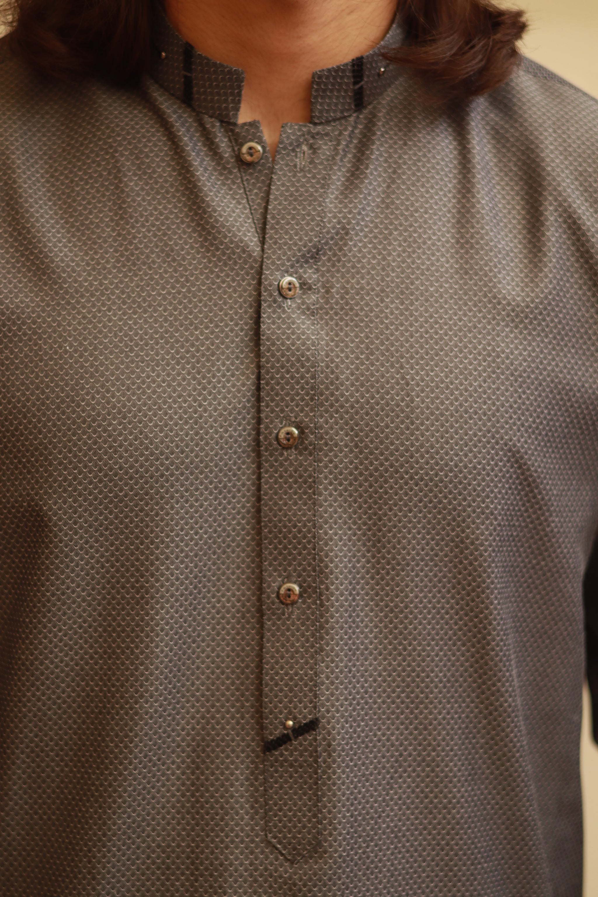 Slate Grey Shemra Cotton Casual Kurta