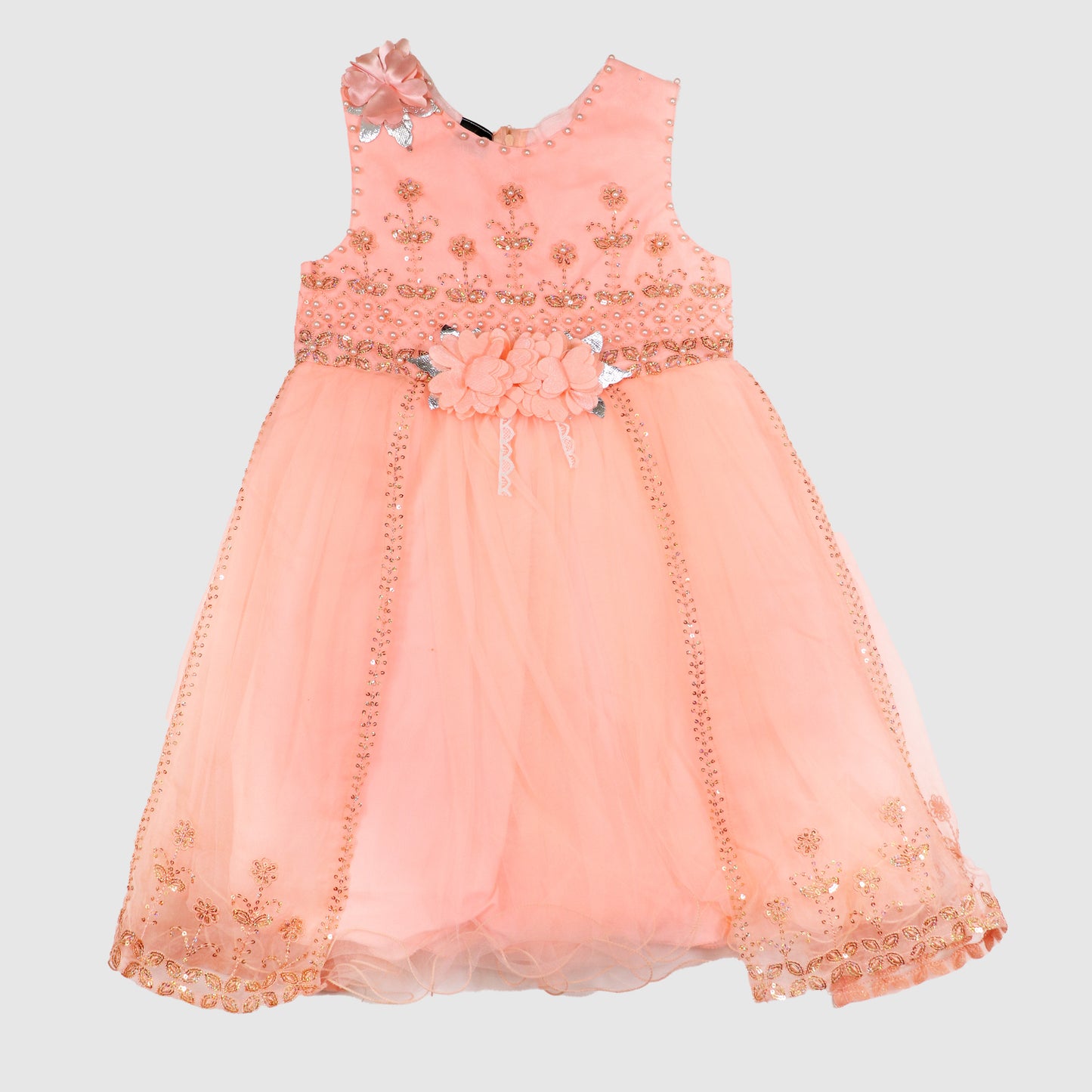 Sparkle Frock Set (Red & Peach)
